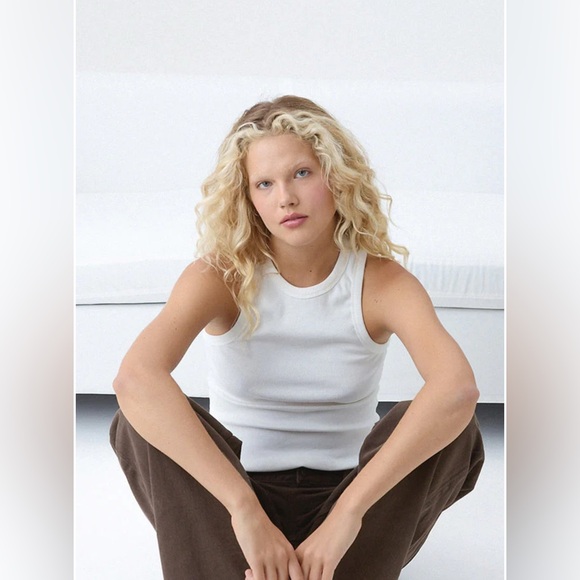 Motel Rocks Cariter Racer Vest Top In Ribbed White - Picture 4 of 7